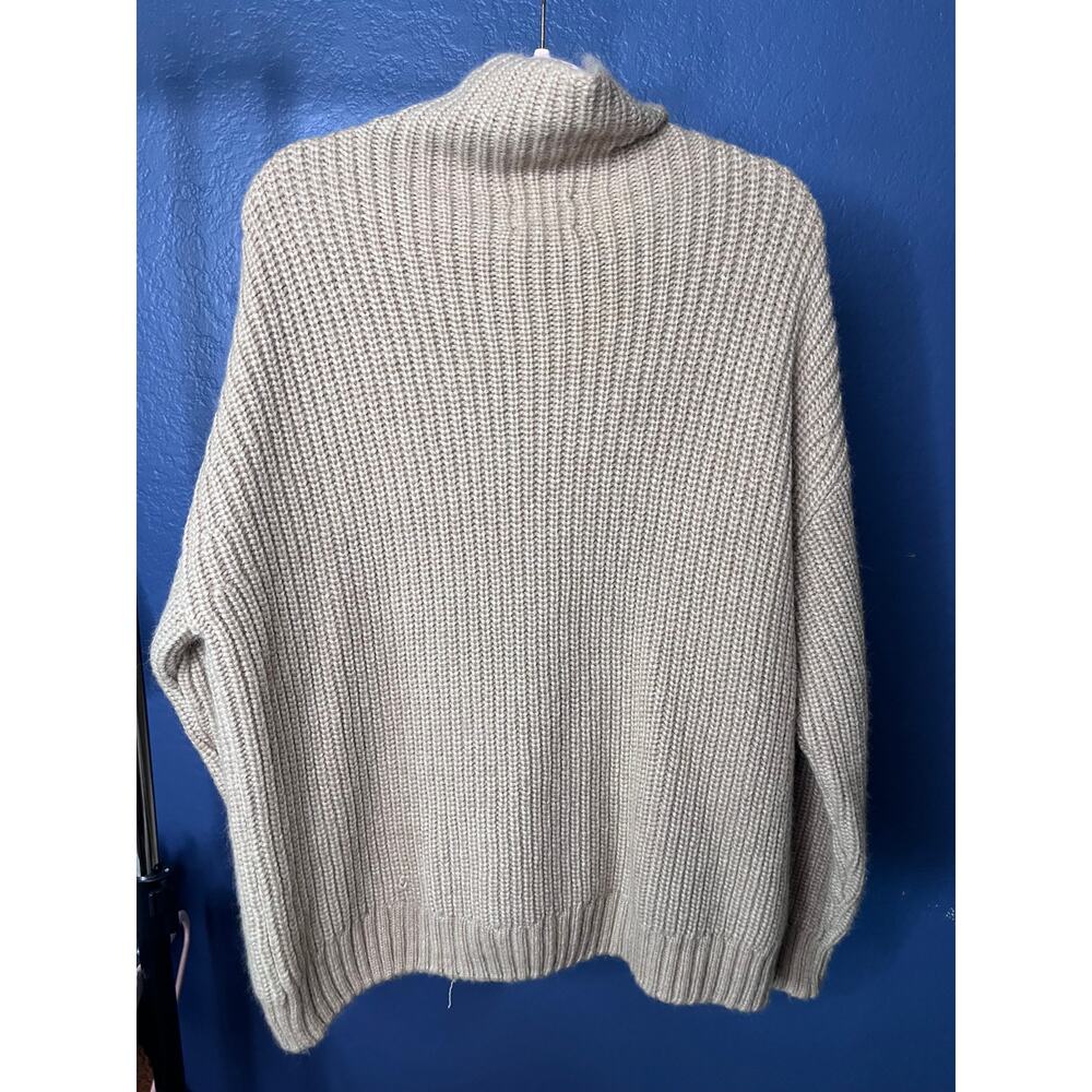 Anine Bing Sydney Turtleneck Sweater Tan Alpaca Wool Blend Ribbed Knit Small - Picture 5 of 7